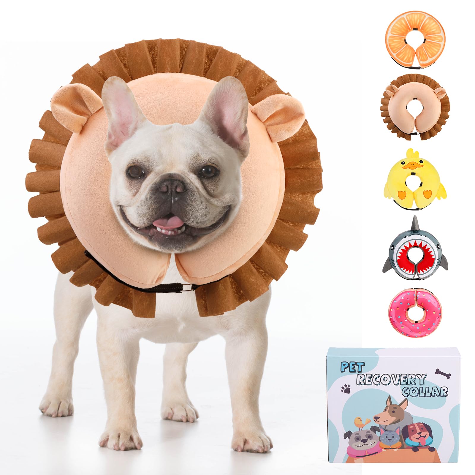 KOOLTAIL inflatable dog cone outer view showing adjustable fit for comfort