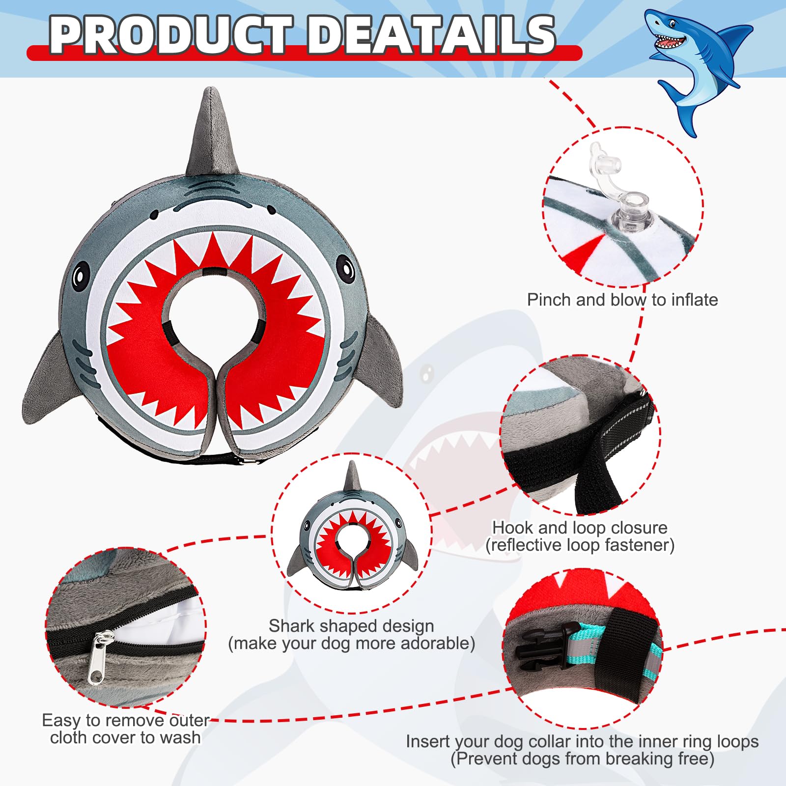 KOOLTAIL inflatable-dog-cone-size-m shows 13-15 inch neck range for better fit.