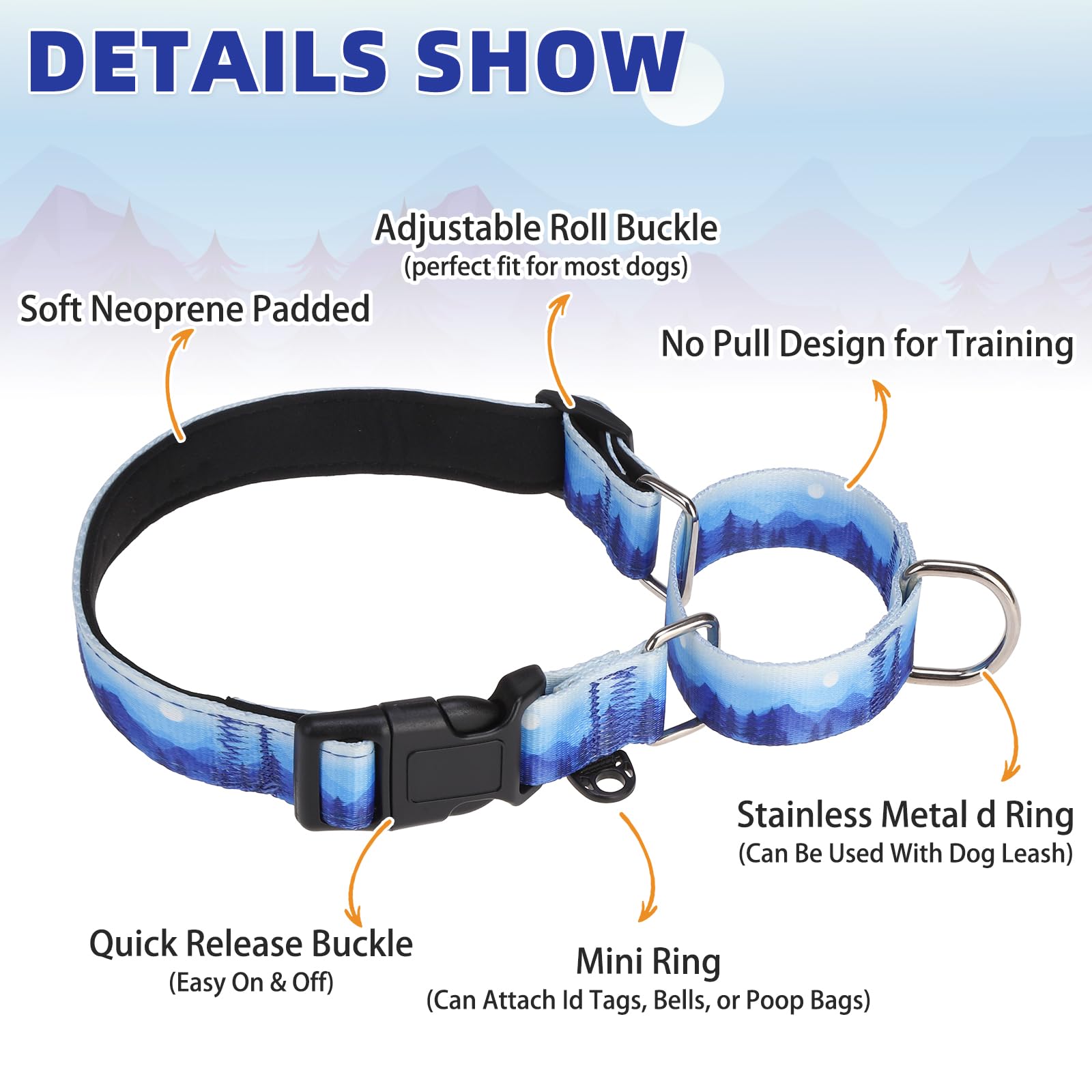 KOOLTAIL martingale collar features reinforced nylon for long-lasting outdoor use.