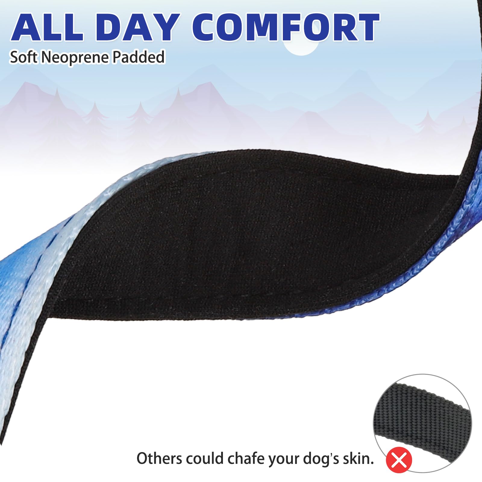 KOOLTAIL martingale collar size chart illustrates fit across small, medium, and large dogs.