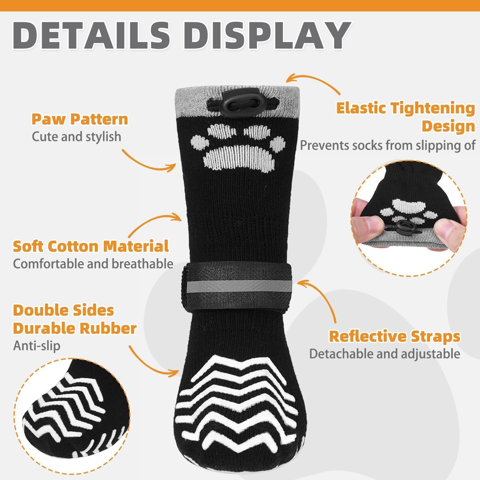 KOOLTAIL non-slip dog socks with double anti-slip grip for stable steps on slick floors.