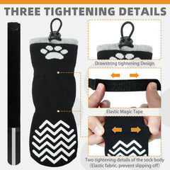KOOLTAIL non-slip dog socks showing double-sided grip for durable traction.