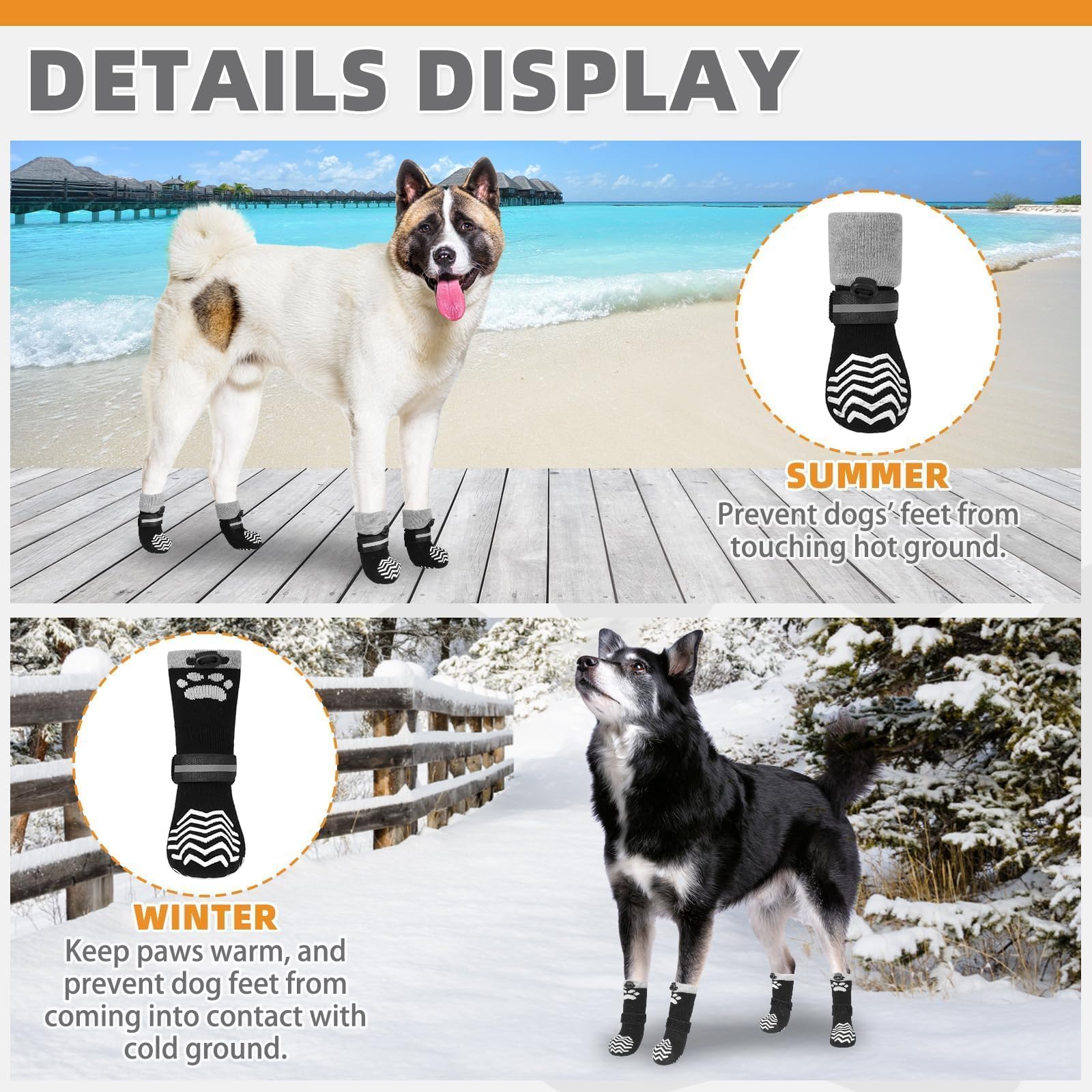 KOOLTAIL extended-length paw socks stay secure on puppies and senior dogs.