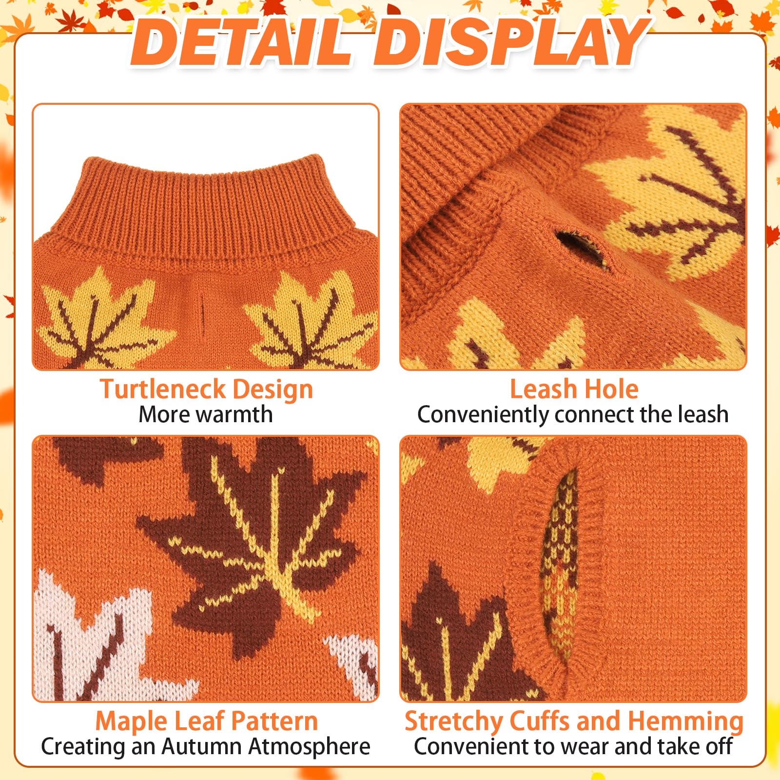 KOOLTAIL orange knit dog sweater provides windproof warmth for outdoor adventures