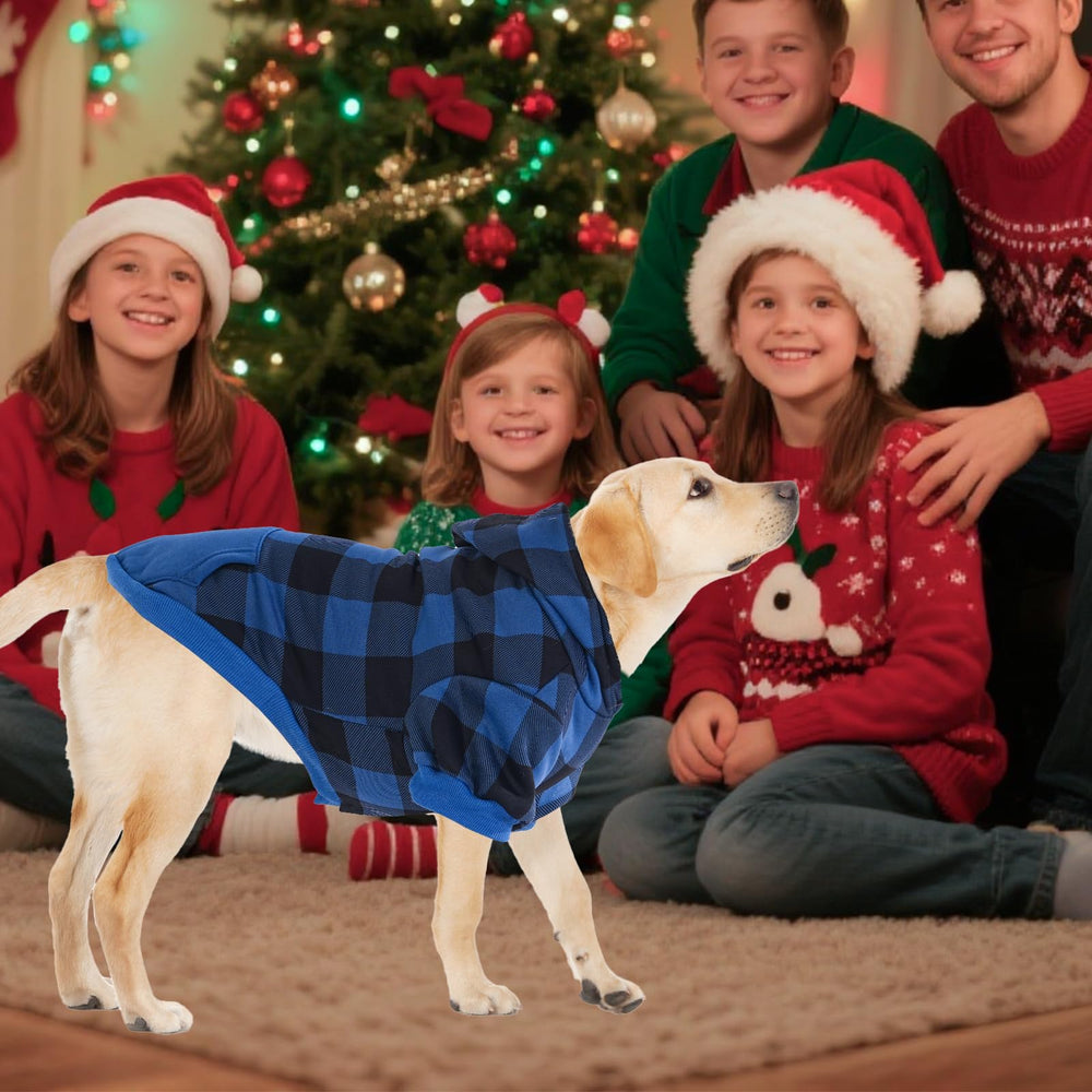 KOOLTAIL plaid dog hoodie leash hole enables easy daily walks