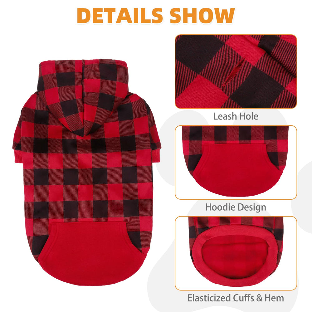 KOOLTAIL plaid dog hoodie worn during a walk for comfortable outdoor wear