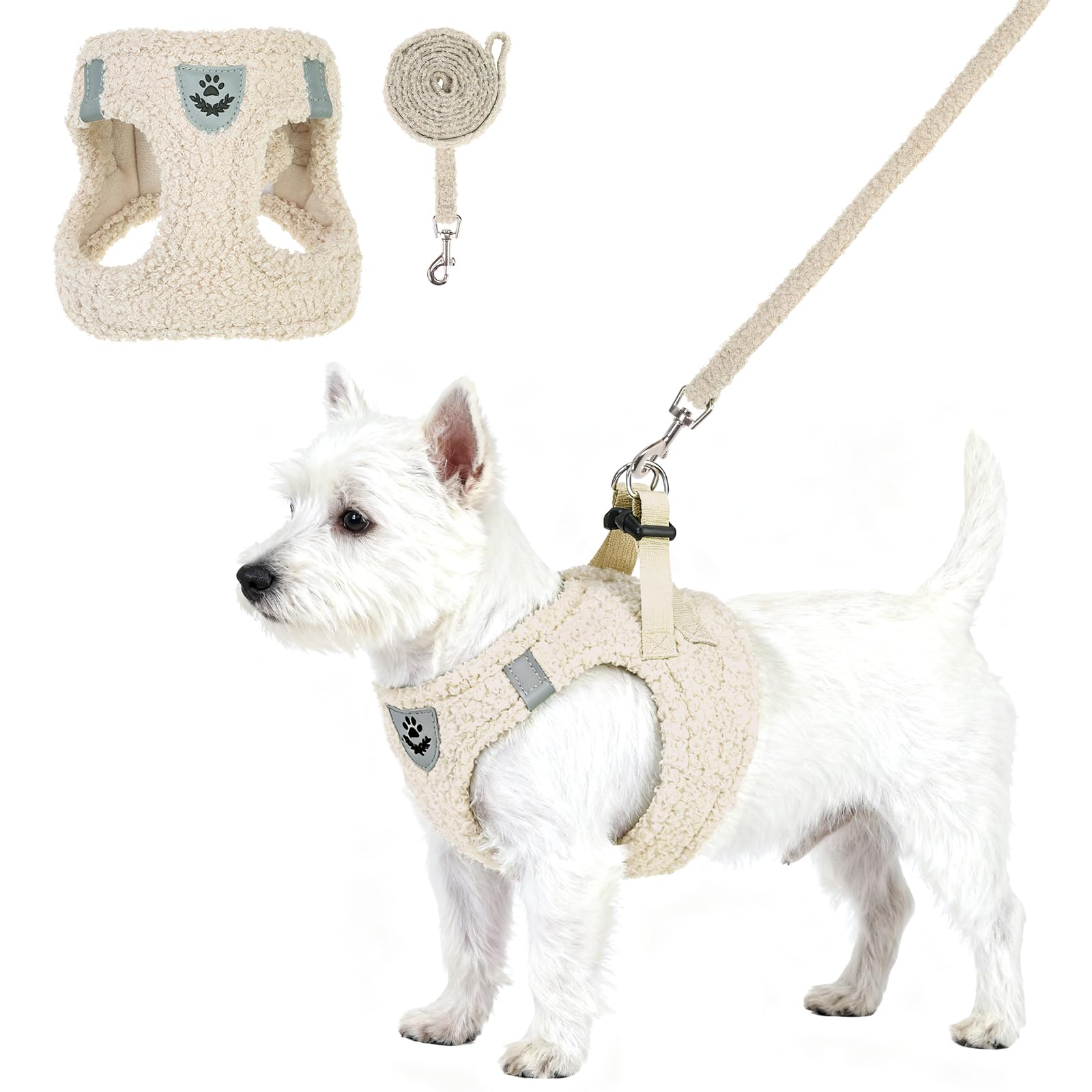KOOLTAIL plush small dog harness with warm fleece for cozy winter walks.