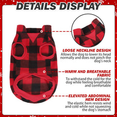KOOLTAIL red plaid dog vest fabric closeup emphasizes soft polar fleece warmth