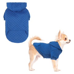 KOOLTAIL small dog sweater blue XS hoodie front view, cozy warmth during winter walks.