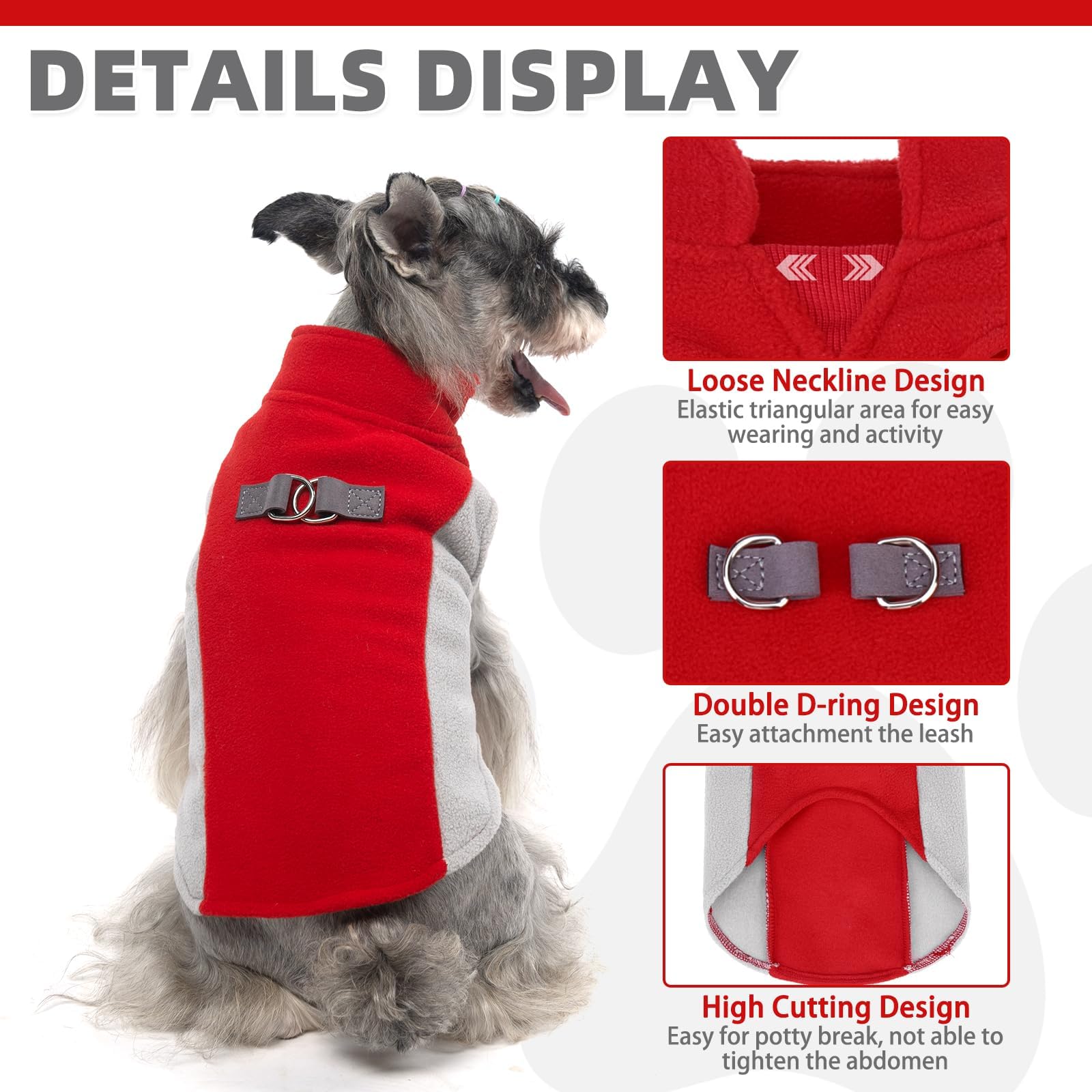 KOOLTAIL Small Dog Sweater close-up fleece texture shows durable fabric