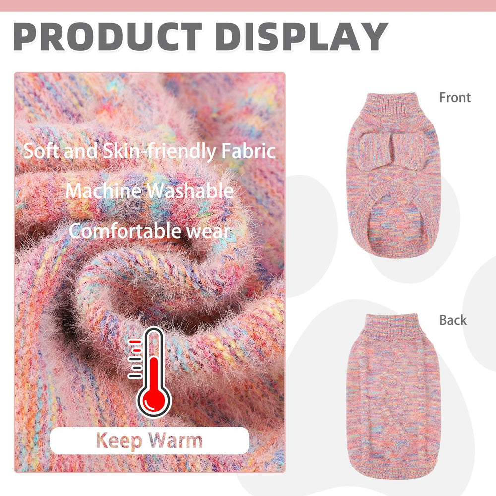 KOOLTAIL Small Dog Sweater pink turtleneck design for easy wear