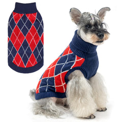 KOOLTAIL small dog sweater plaid close-up knit for winter warmth