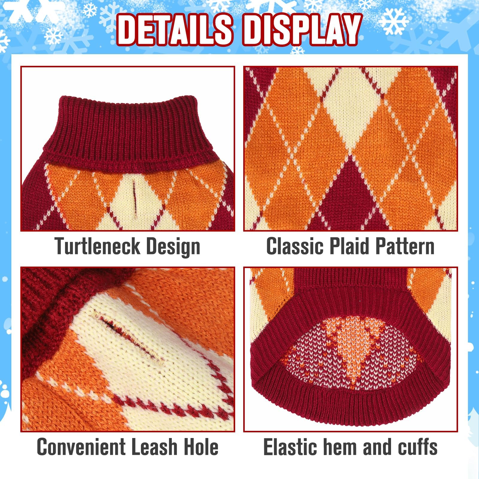 KOOLTAIL small dog sweater turtleneck detail emphasizes wind protection and warmth.