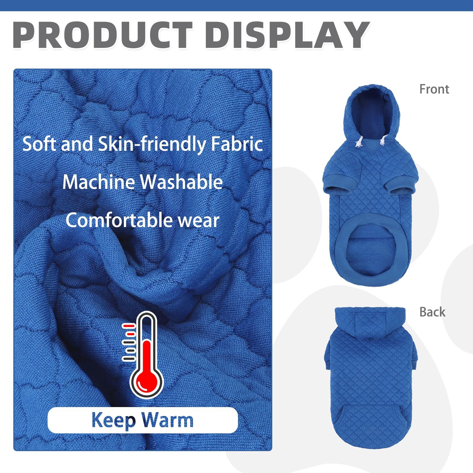 KOOLTAIL small dog sweater warm fleece lining close-up, highlighting extra warmth.