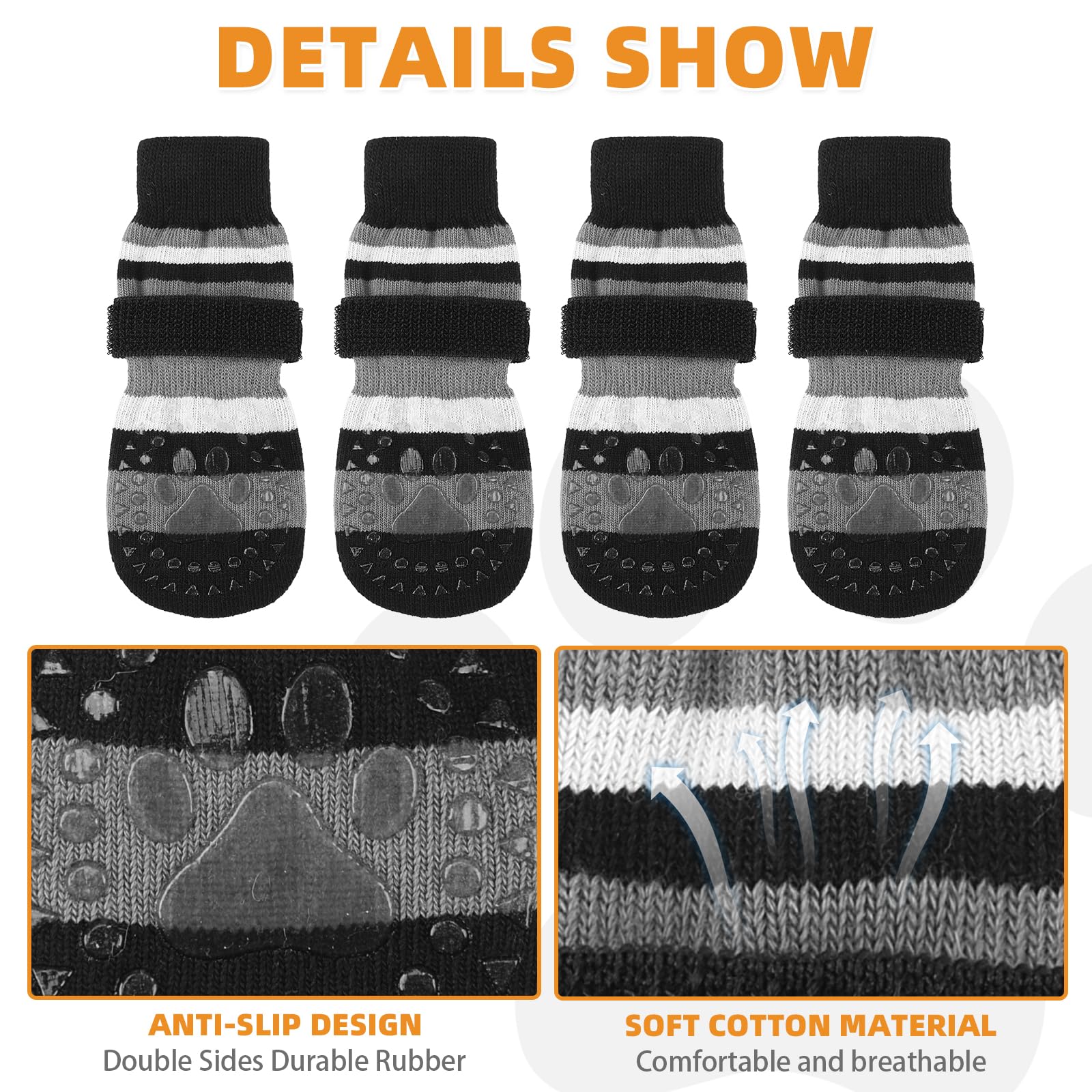 Kooltail soft and durable material dog socks illustrate comfortable paw wrap.