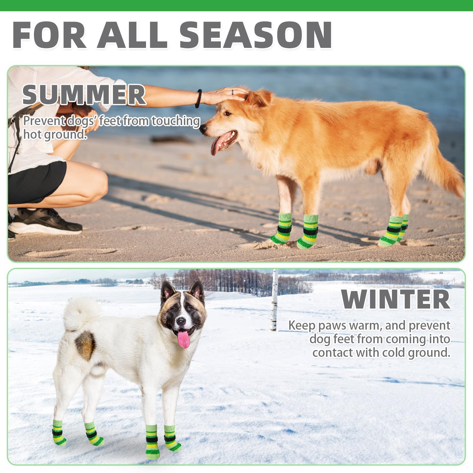 KOOLTAIL striped-pattern dog socks with multiple colors for daily wear