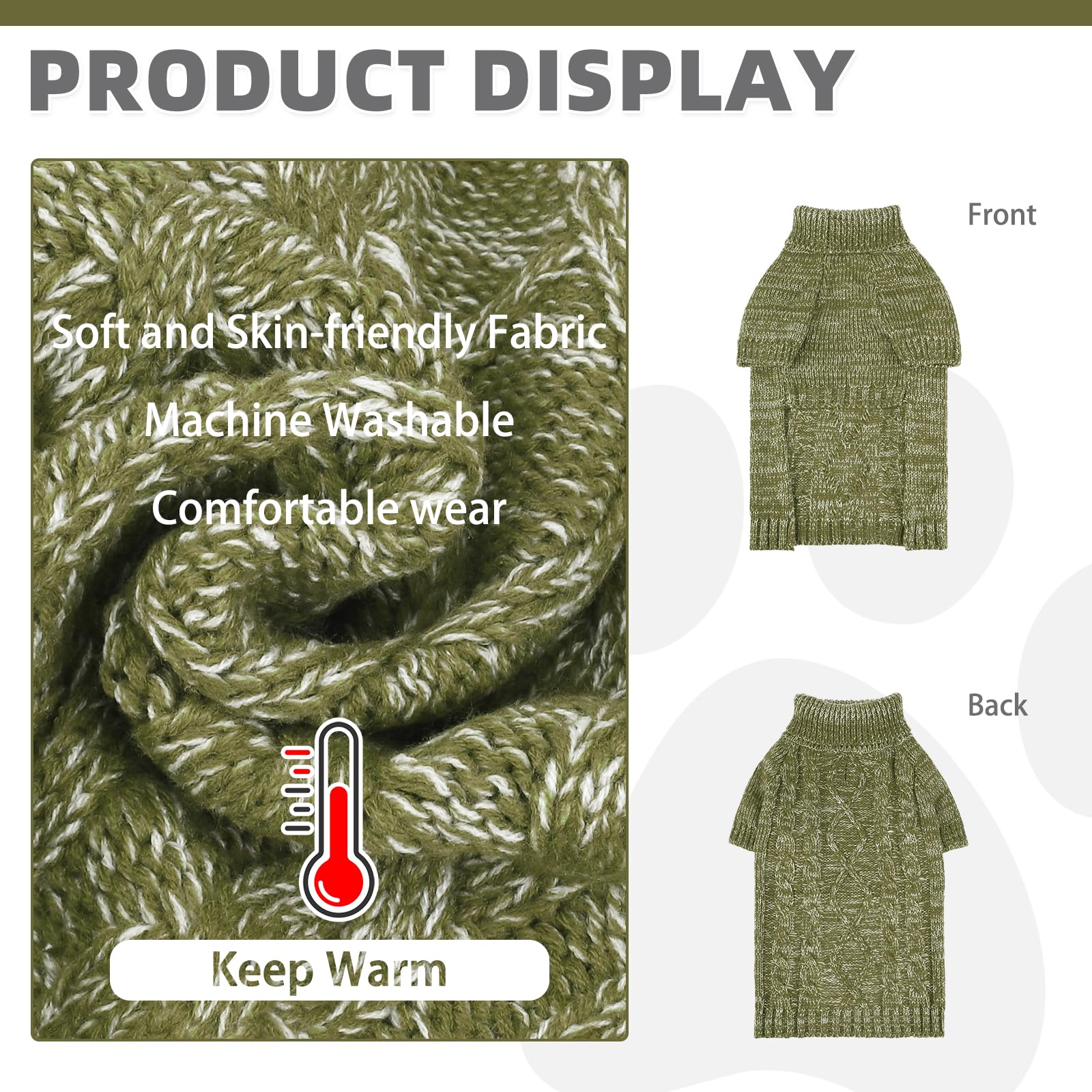 KOOLTAIL thermal knitted dog sweater leash hole detail for easy outdoor walking