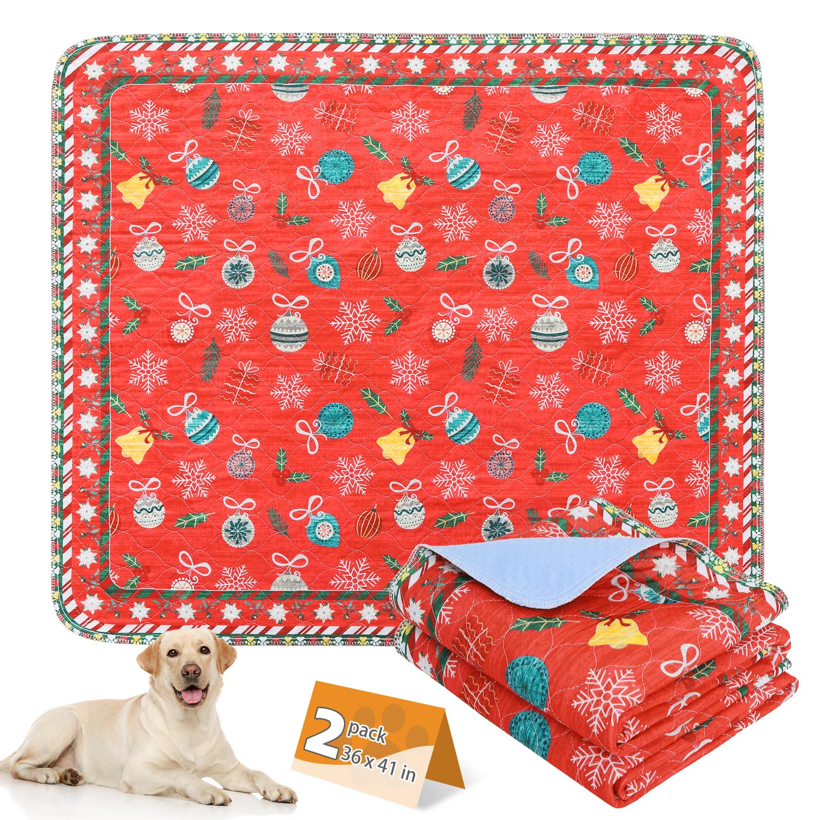 KOOLTAIL washable pee pads 2-pack with Christmas design protect floors during holidays.