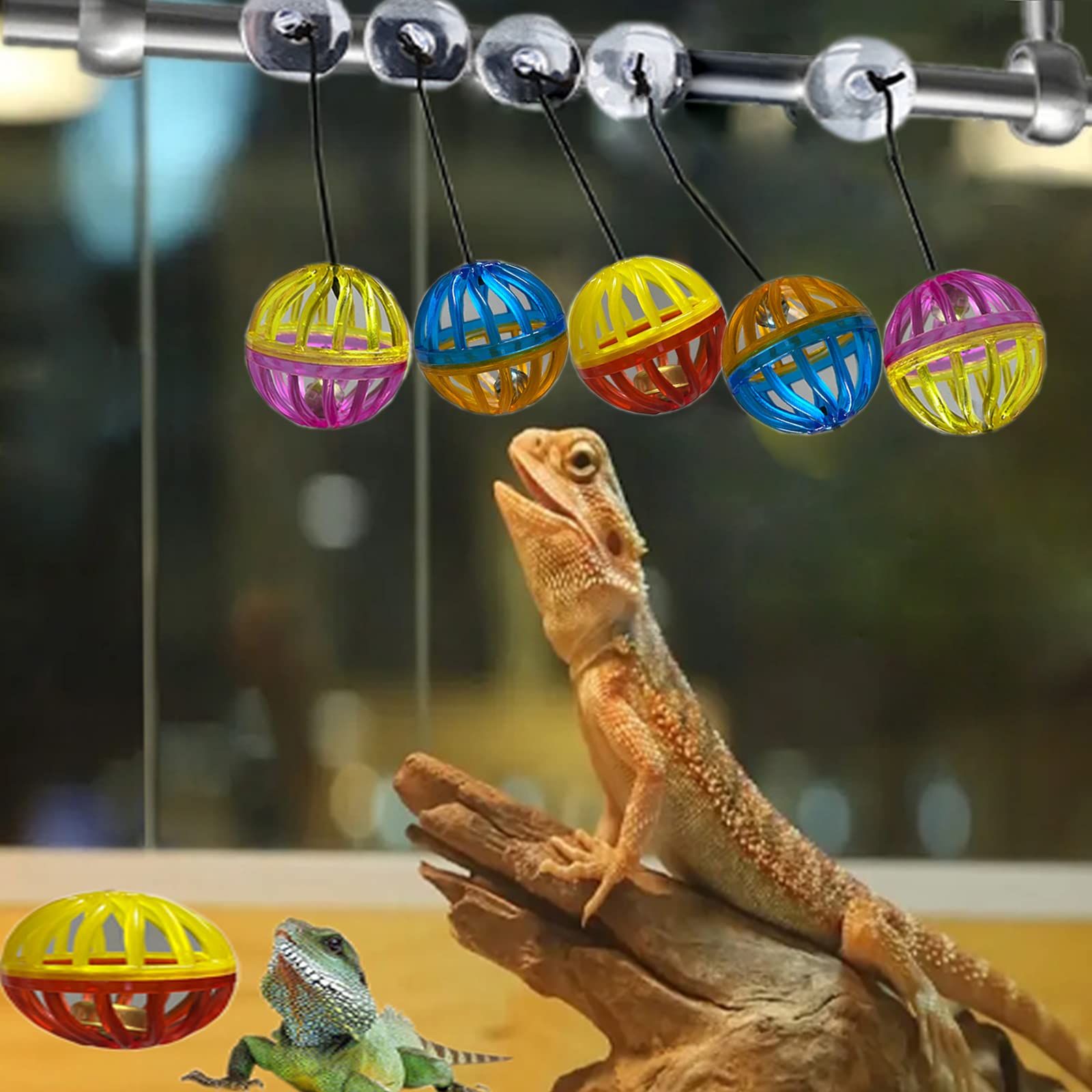 Koomduk bearded dragon puzzle ball hides treats to boost foraging curiosity.