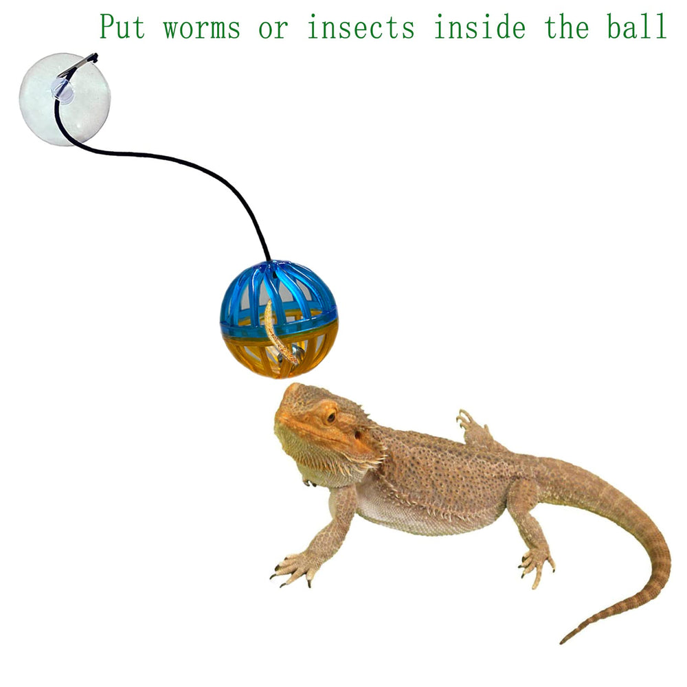 Koomduk bearded dragon toy ball with rope hanger for versatile hanging and exploration.