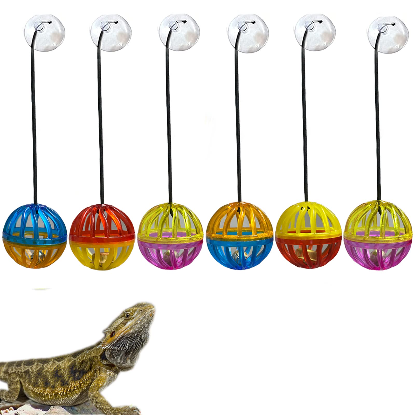 Koomduk bearded dragon toy ball with suction cups for secure terrarium play and enrichment.