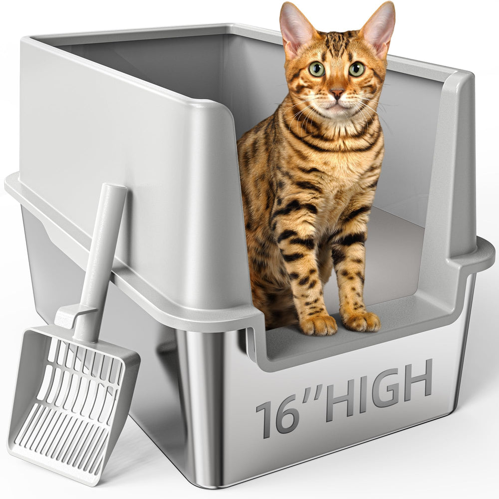 Koomoom 16 high enclosure litter box with tall walls contains sprays for big cats.