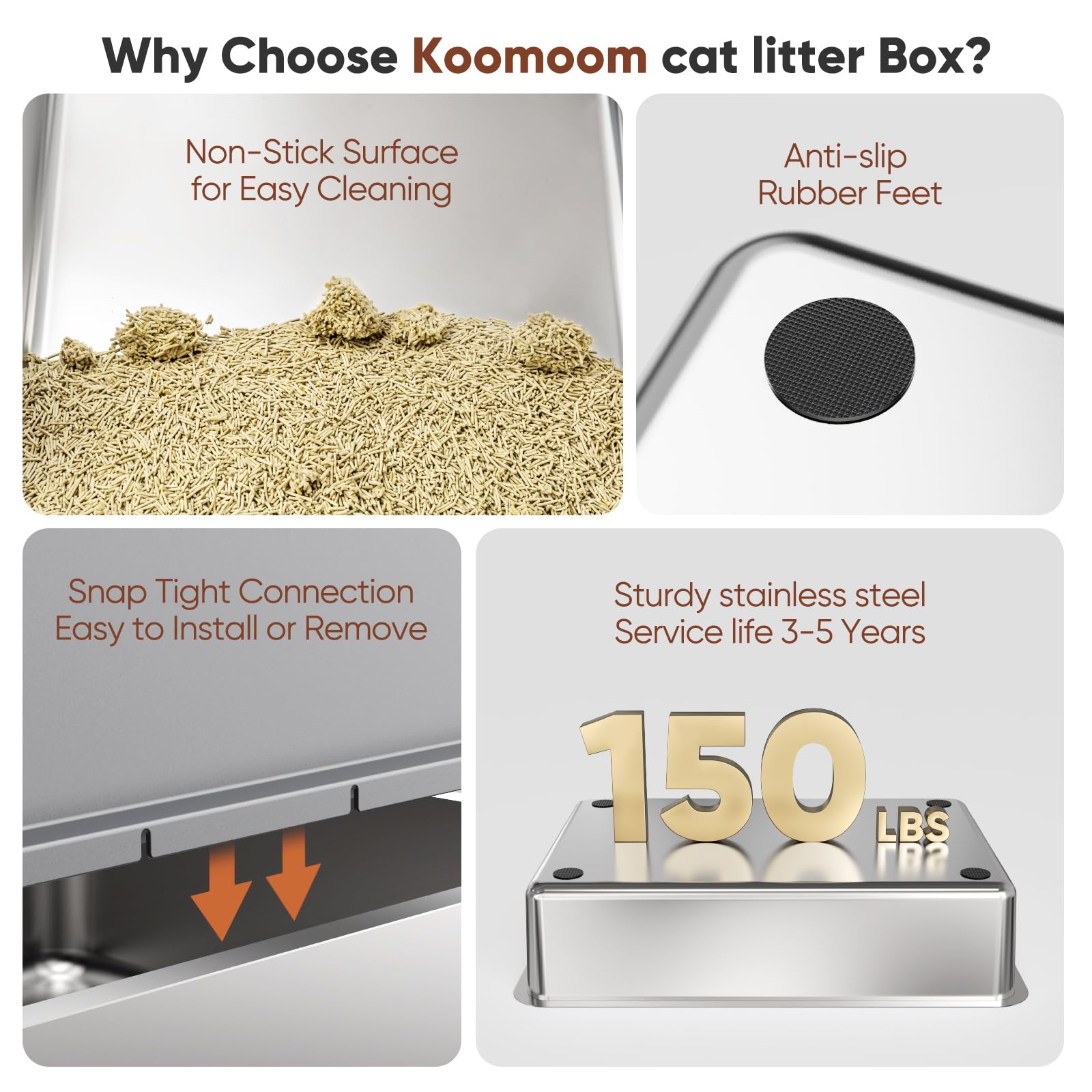 KooMooM stainless steel surface easy to wipe for busy households