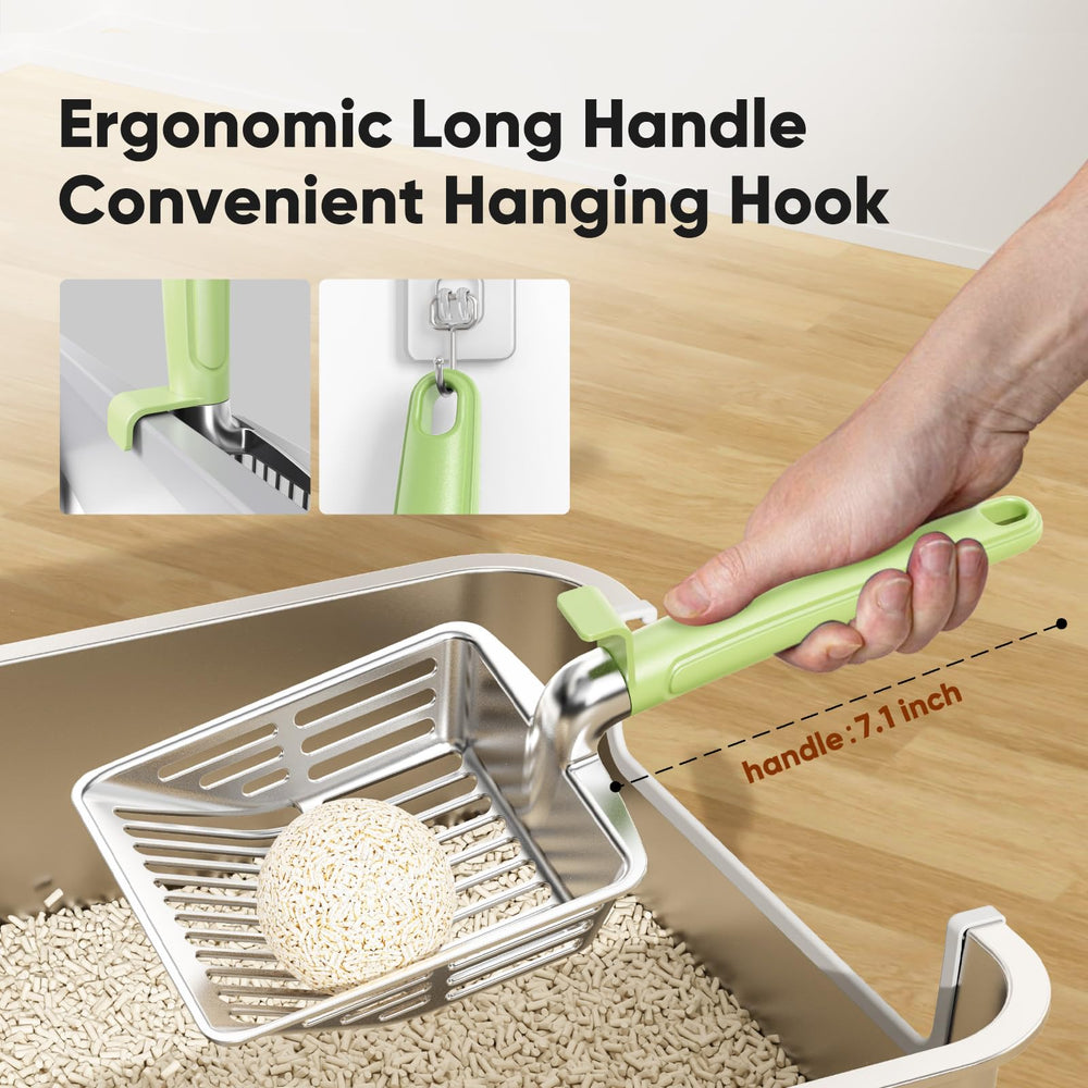 KooMooM built-in hook for easy hanging storage beside the litter box.
