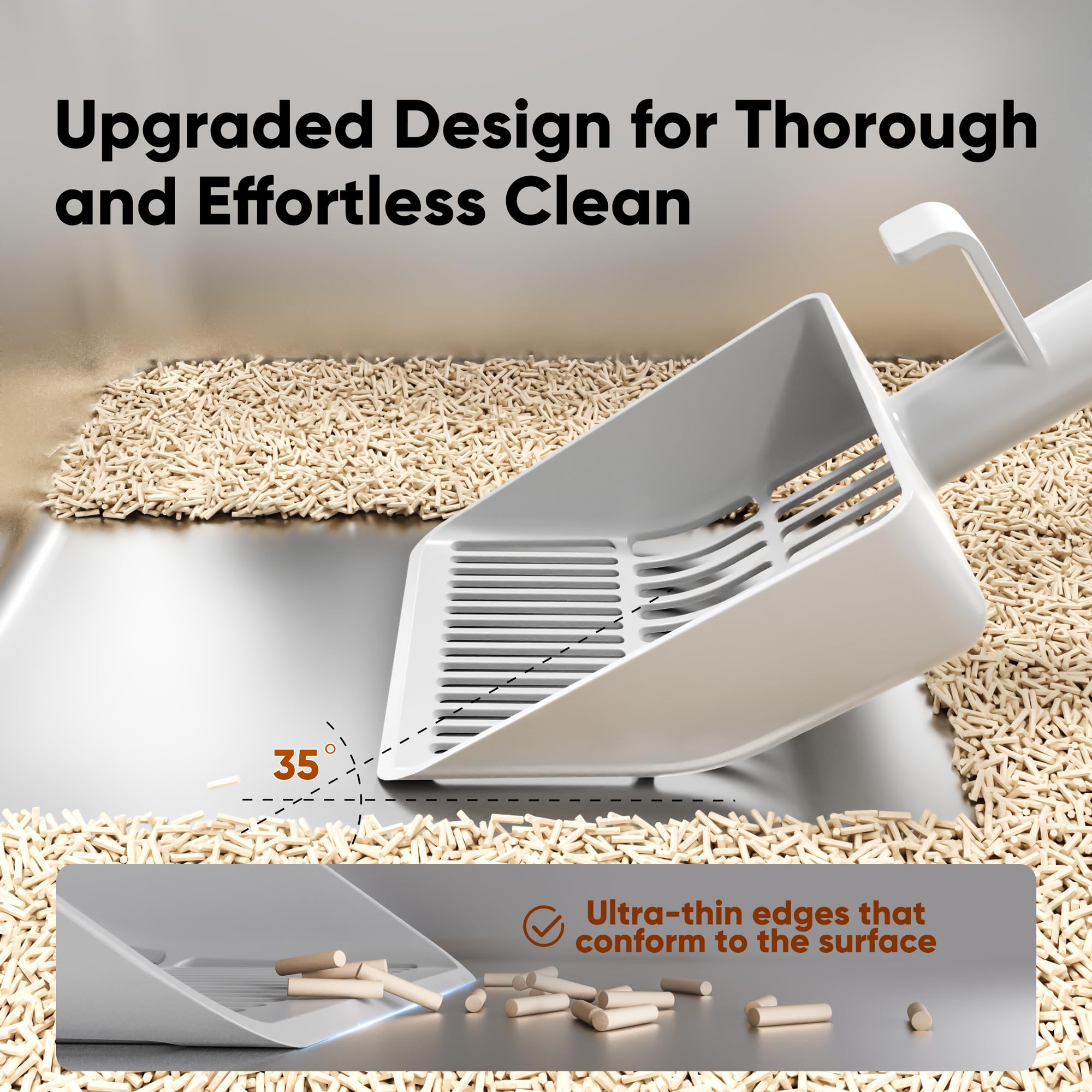 KooMooM long-handle provides comfortable grip during multi-cat scooping.