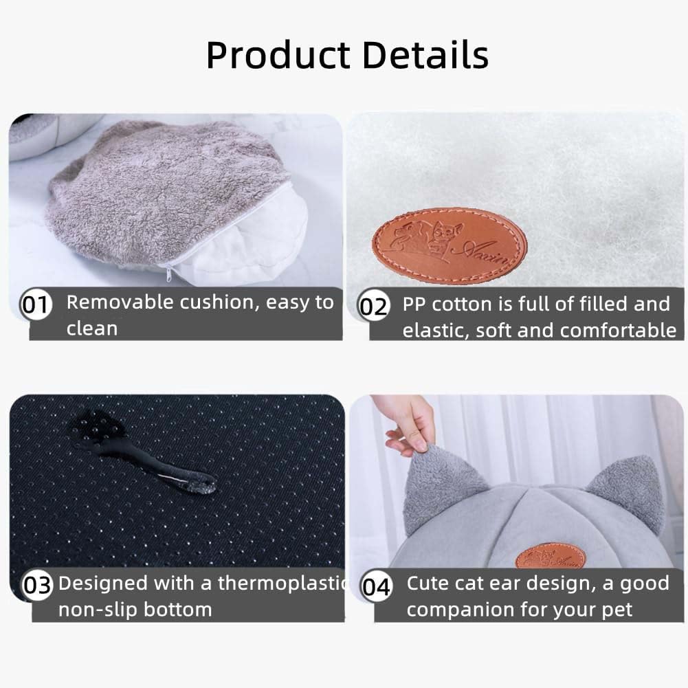 KooTeedd cat bed easy-clean removable pillow supports quick maintenance.