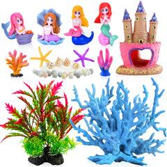 Kooterfun pink mermaids castle ornament brightens the aquarium focal point.