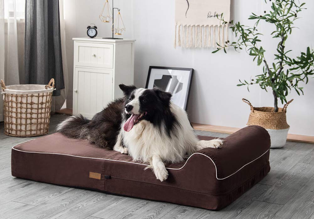 KOPEKS dog bed pillow headrest offers elevated neck support for comfort.