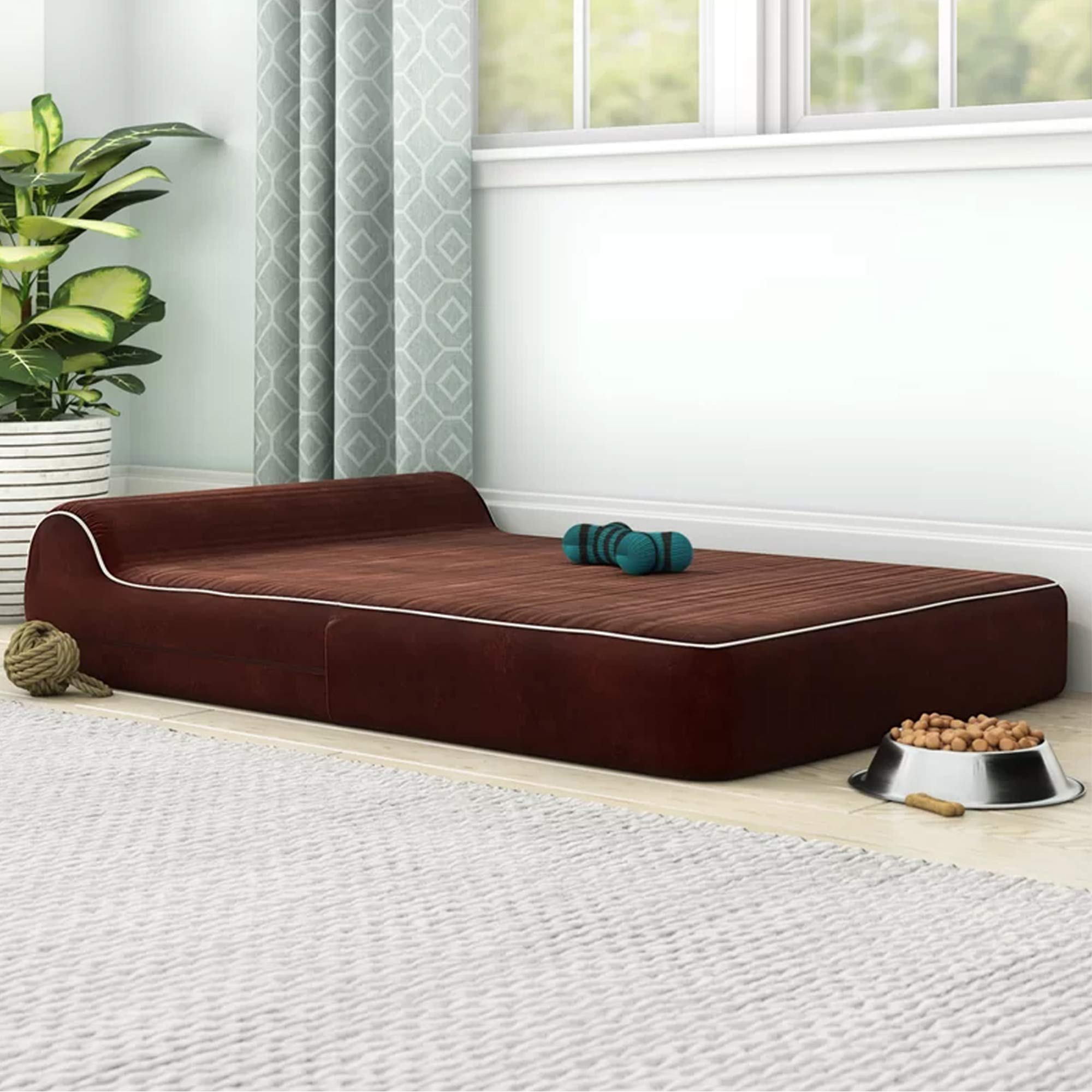 KOPEKS durable foam bed supports larger dogs during rest.