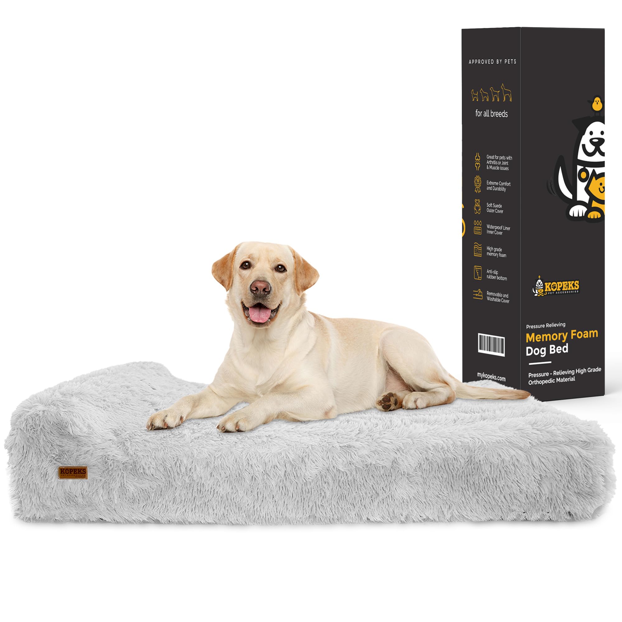 KOPEKS orthopedic dog bed close-up showing 7-inch memory foam for joint support.