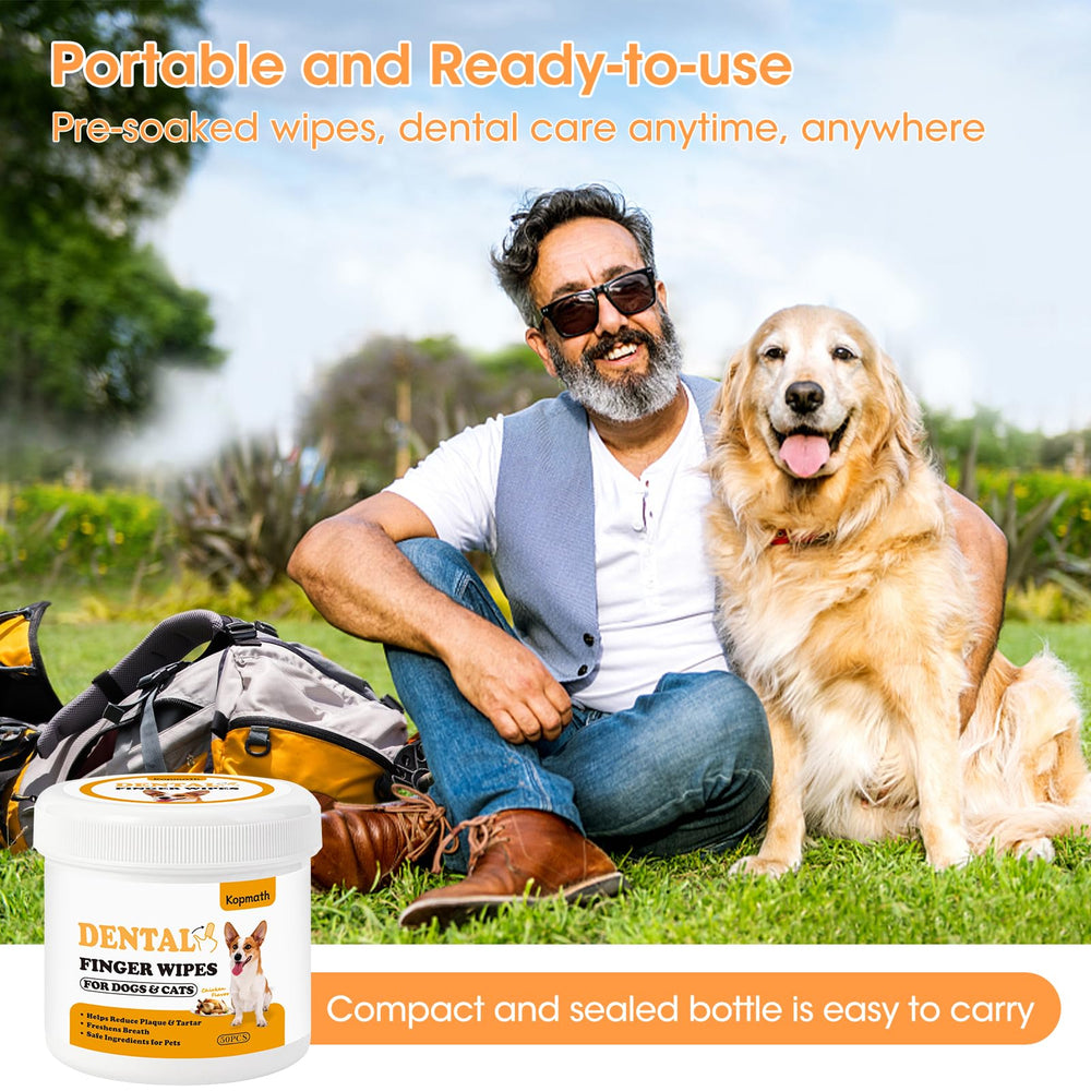 Kopmath chicken-scent wipes deliver pet-friendly scent during brushing-free sessions.