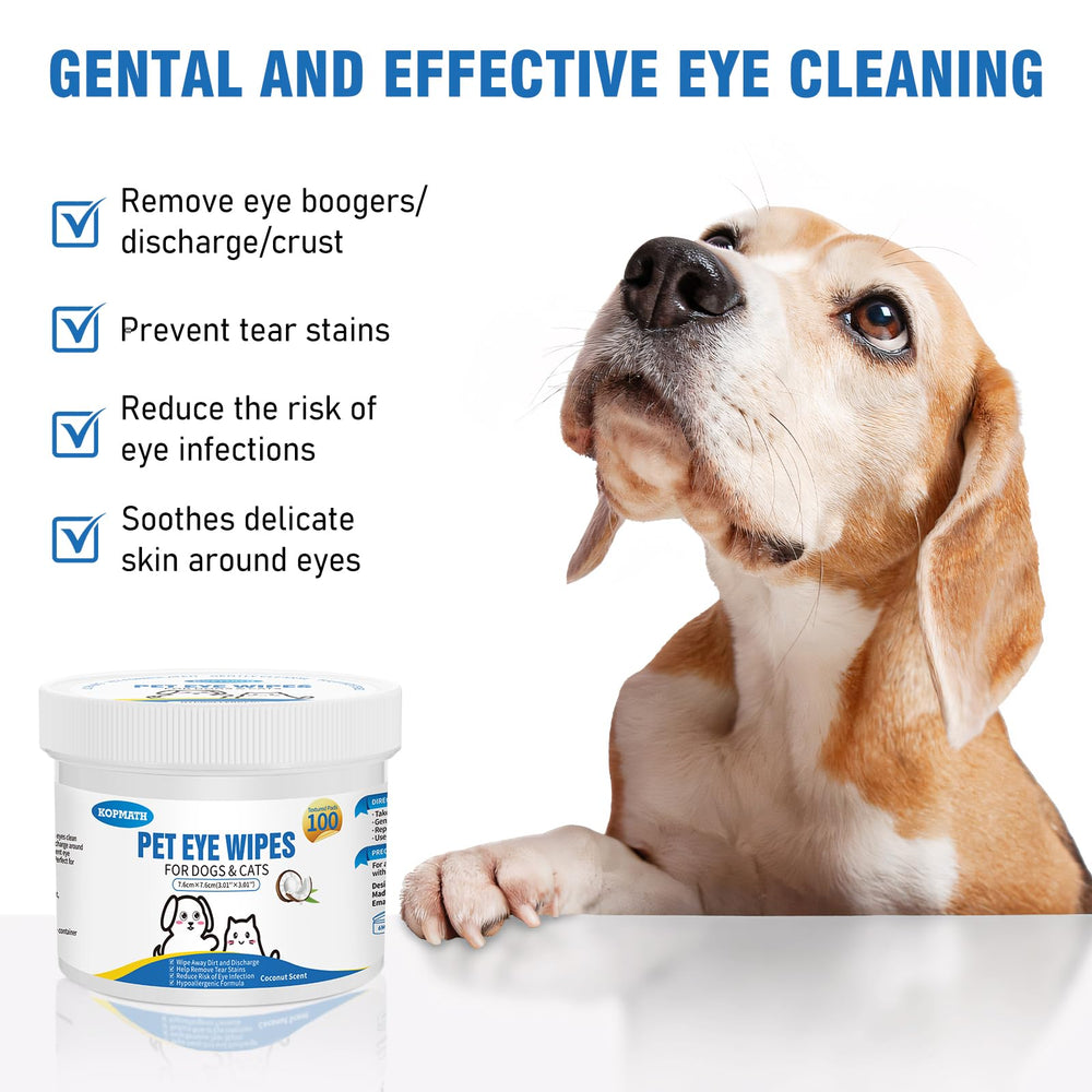 Kopmath dog-eye-wipes textured pads for gentle eye area cleaning.