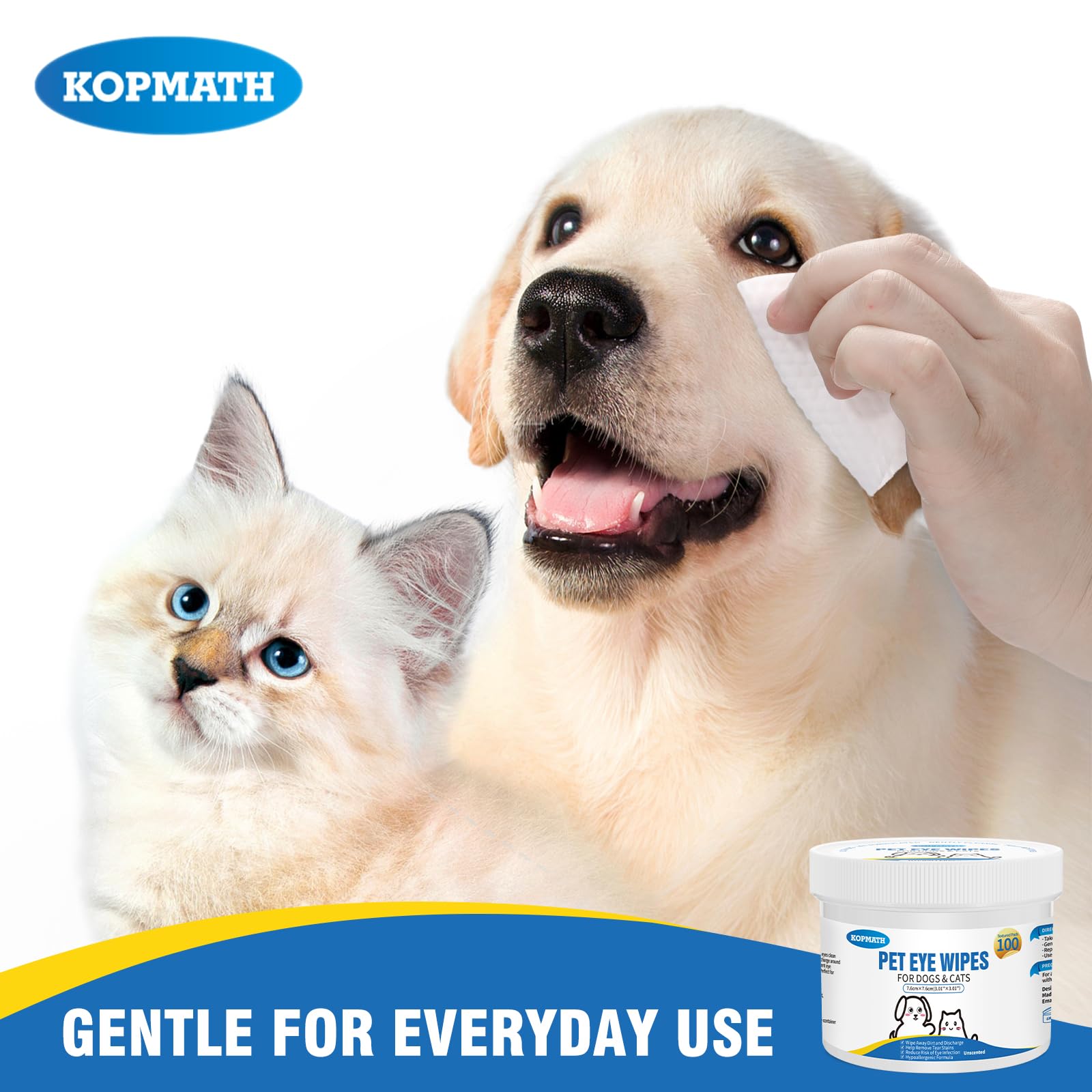 Kopmath tear-stain wipe demonstrates potential tear-stain fading with regular use.