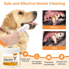 Kopmath Finger Wipes on finger for easy, comfortable pet dental care.
