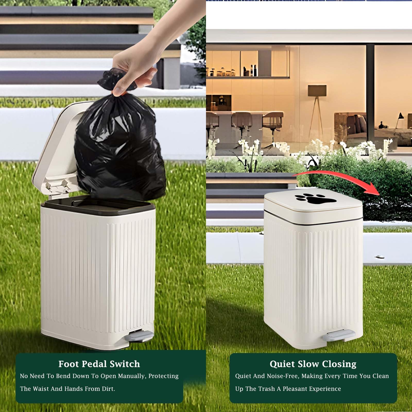 Kopuncare dog poop trash can bag-holder emphasizes secure bag retention and tidy waste disposal.