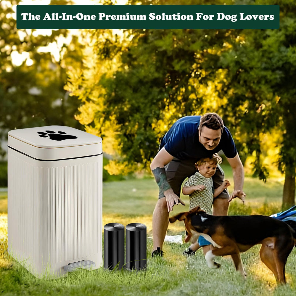 Kopuncare dog poop trash can inside-use demonstrates easy indoor storage when pets are close.