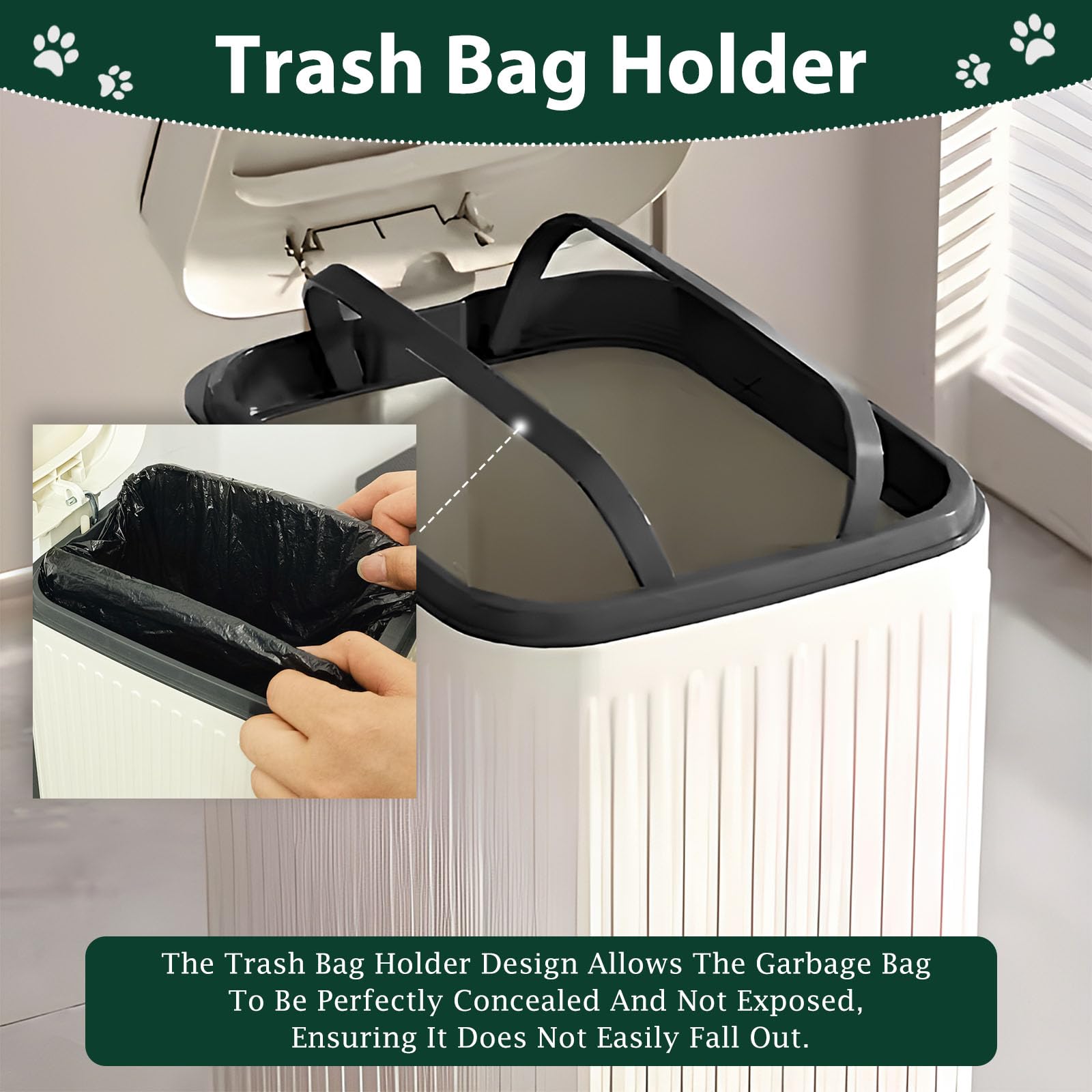 Kopuncare dog poop trash can lid-soft-close demonstrates quiet, mess-free lid operation.