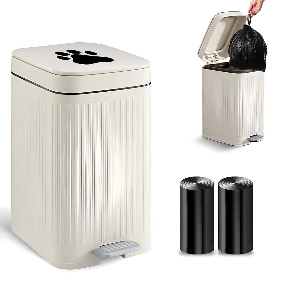 Kopuncare dog poop trash can outside front-angle demonstrates weatherproof durability for outdoor cleanliness.
