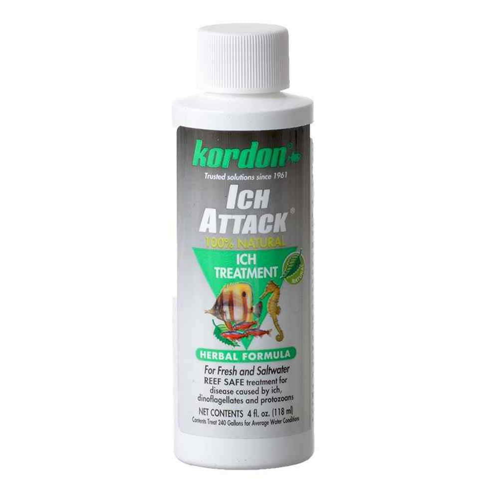 Kordon Ich-Attack 4oz bottle for treating external fish infections in freshwater and saltwater