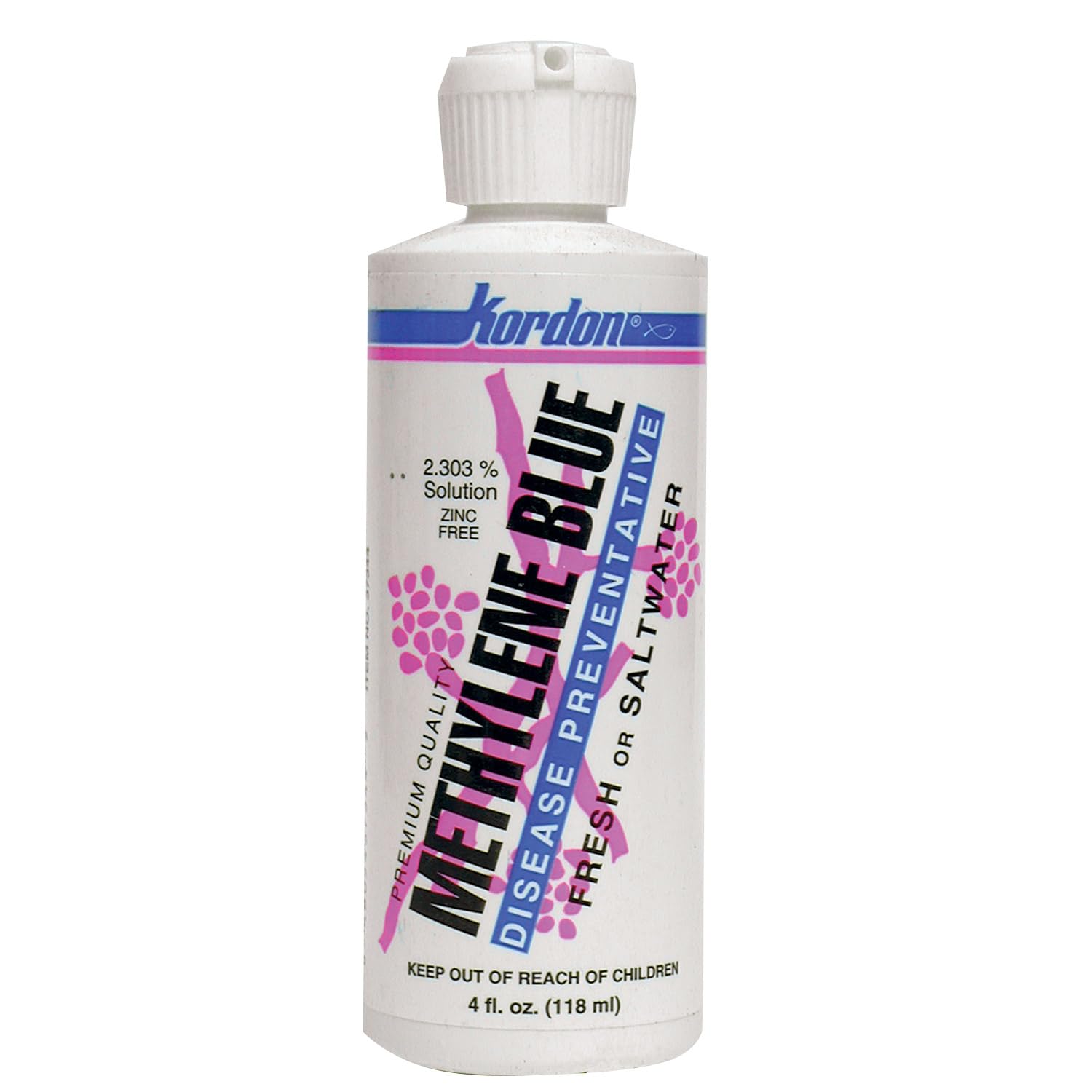 Kordon Methylene Blue bottle 4oz for fungal prevention and aquarium parasite support.