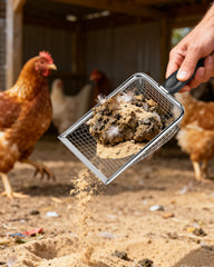KOROI chicken poop scooper dual mesh 5mm helps sift litter while keeping bedding intact.