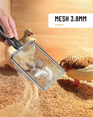 KOROI metal chicken coop scoop heavy-duty design withstands daily poultry cleanup.