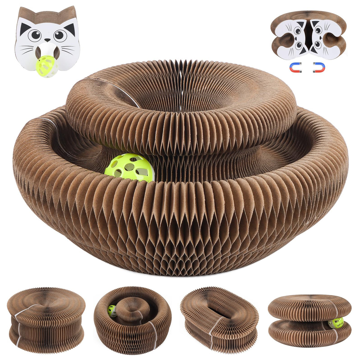 Korvanta Magic Organ cat-scratcher folded-flat shows compact storage and easy setup.