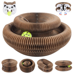 Korvanta Magic Organ cat-scratcher folded-flat shows compact storage and easy setup.