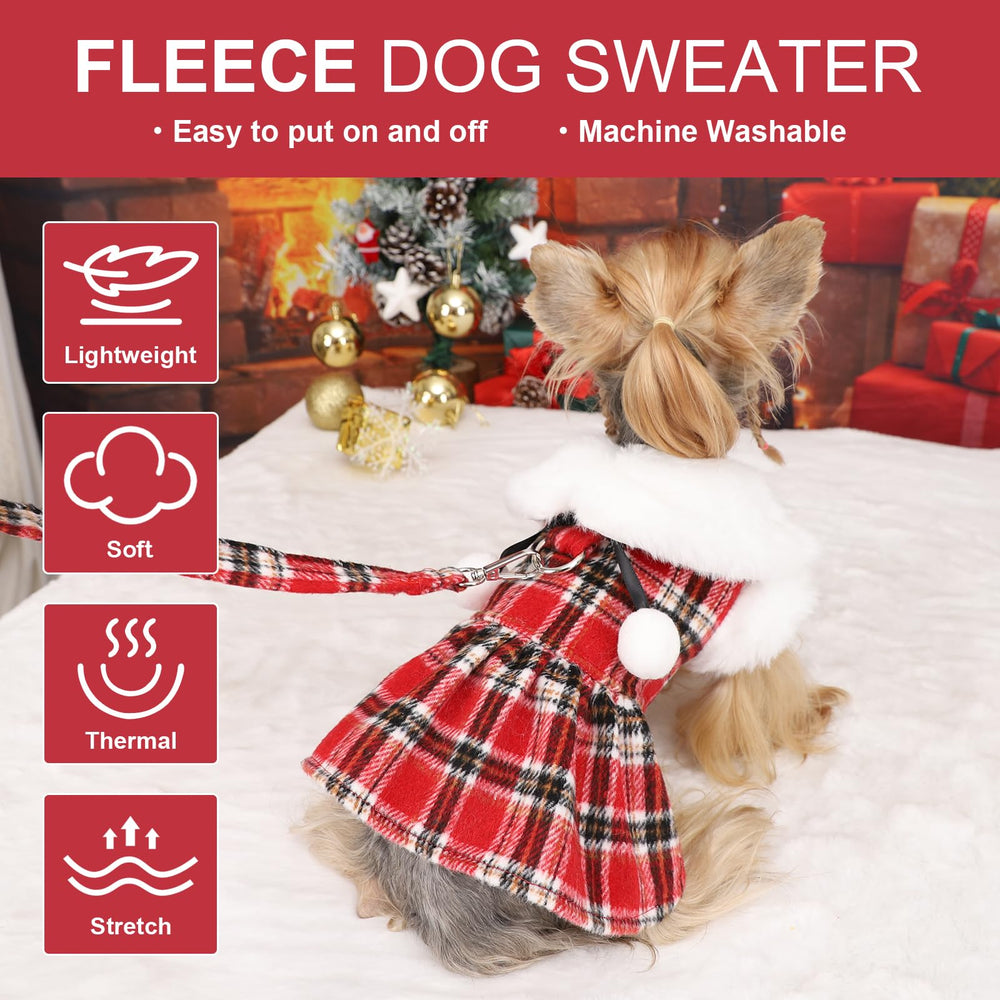 Kosiyi Christmas dog costume plaid set is festive for photos.