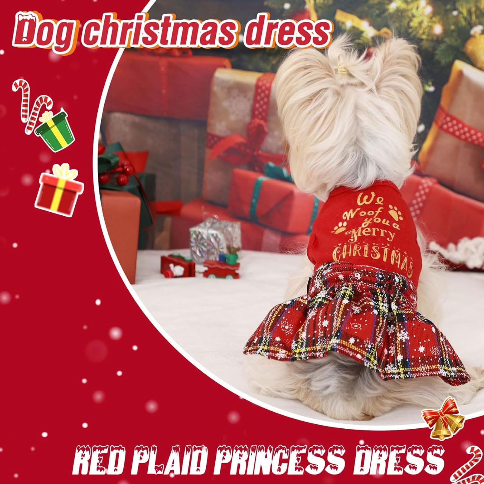 Kosiyi dog Christmas outfit formal-occasions-ready look for photos.